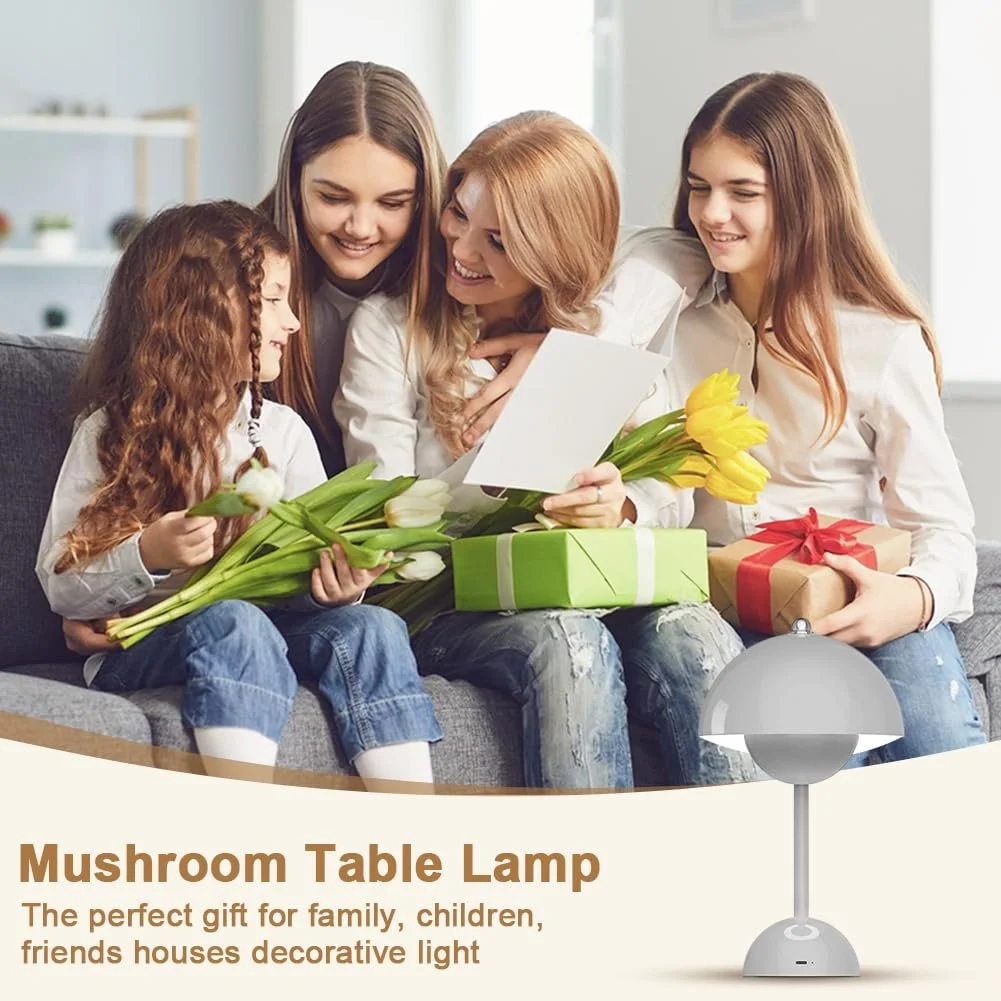 Настільна лампа LOMUG Flowerpot Mushroom LED Wireless Touch Dimmable Сіра, фото №7