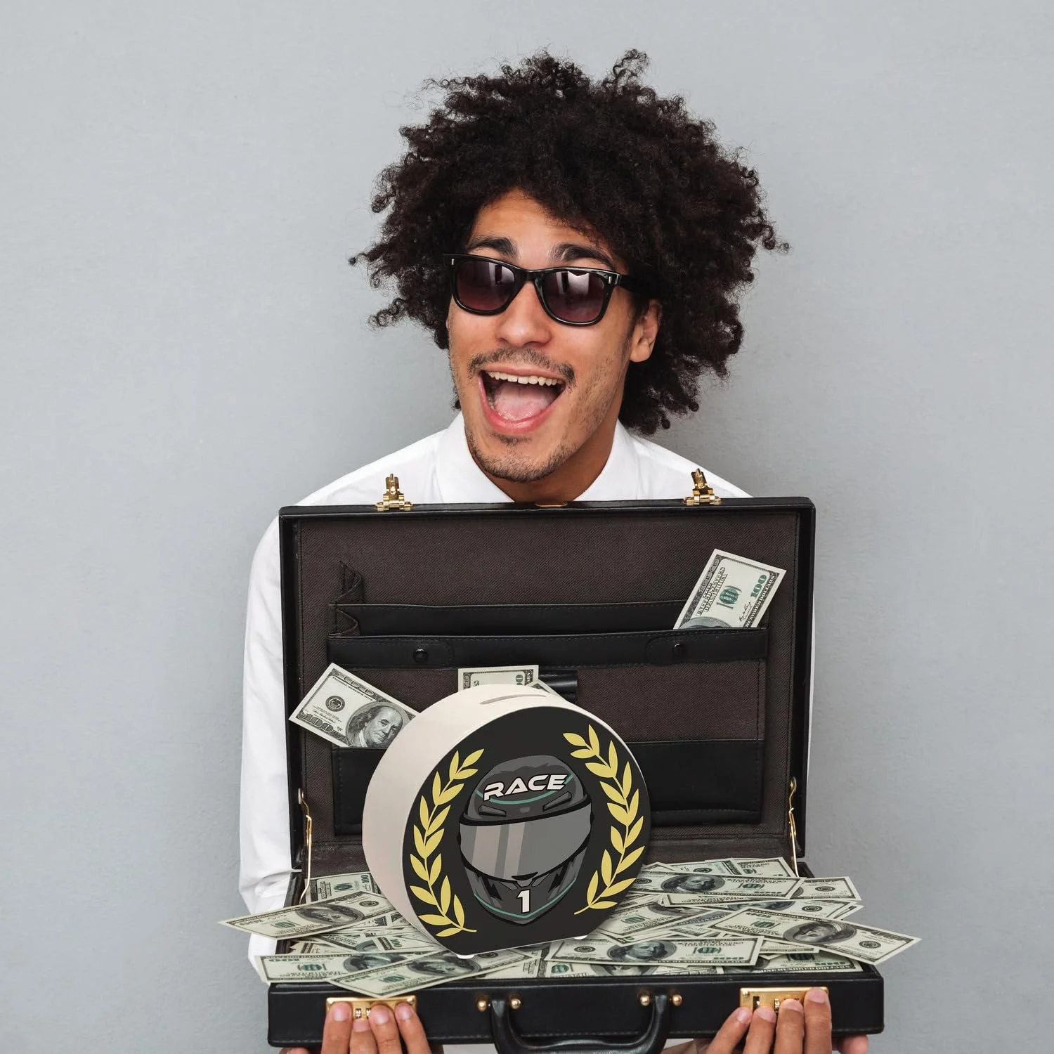 Скарбничка керамічна Шолом для автоспорту з вінком переможця, фото №5