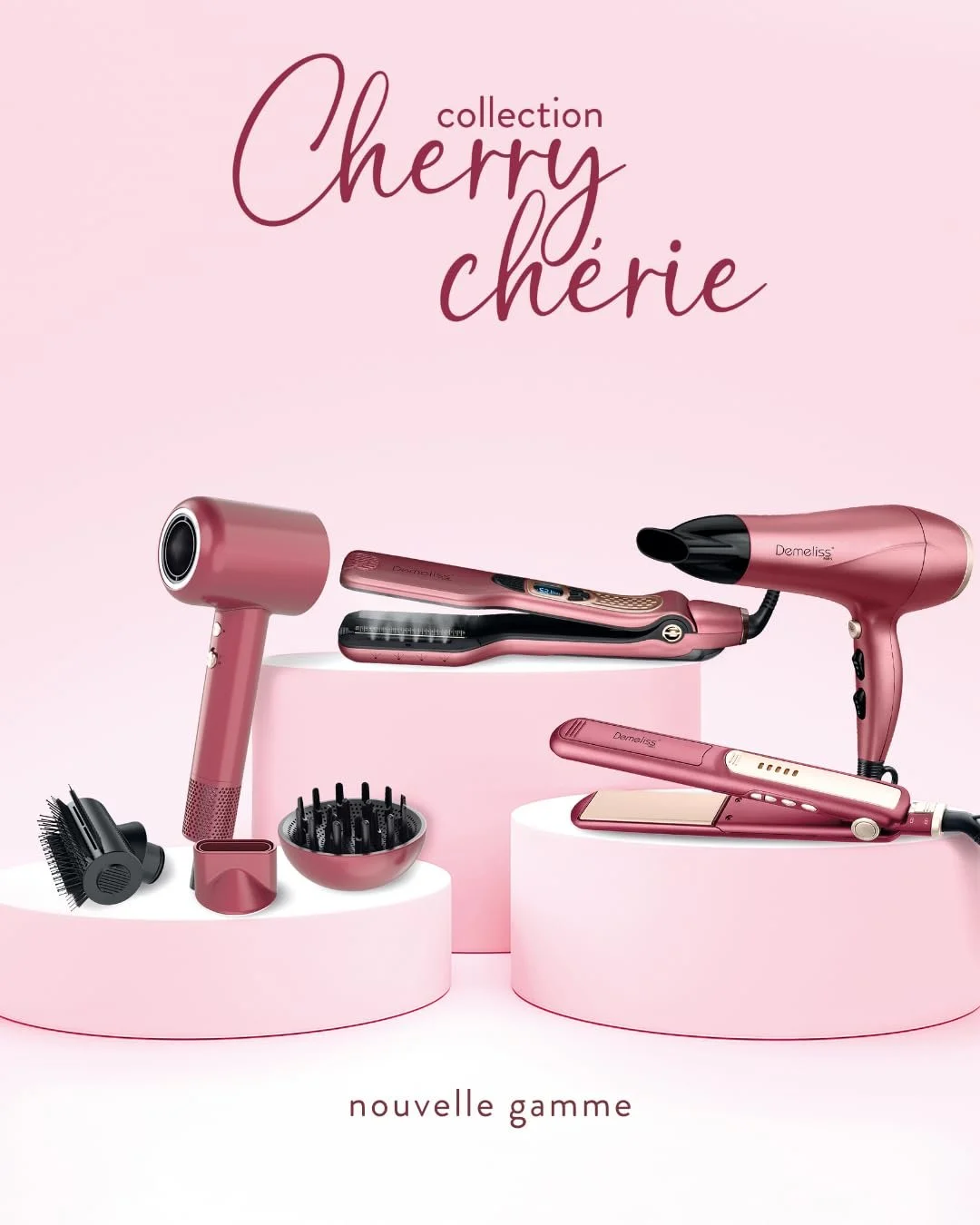 Паровой выпрямитель Demeliss Saint Alge Titanium Cherry Chérie Collection с набором аксессуаров 2-в-1, для всех типов волос, вишневый, фото №5 Паровой выпрямитель Demeliss Saint Alge Titanium Cherry Chérie Collection с набором аксессуаров 2-в-1, для всех типов волос, вишневый, фото №5