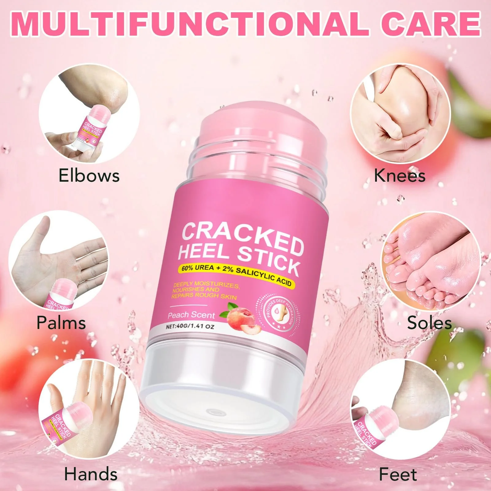 Карандаш-стик для пяток Urea 60% с 2% салициловой кислотой для сухой кожи Персик 40 г, фото №6