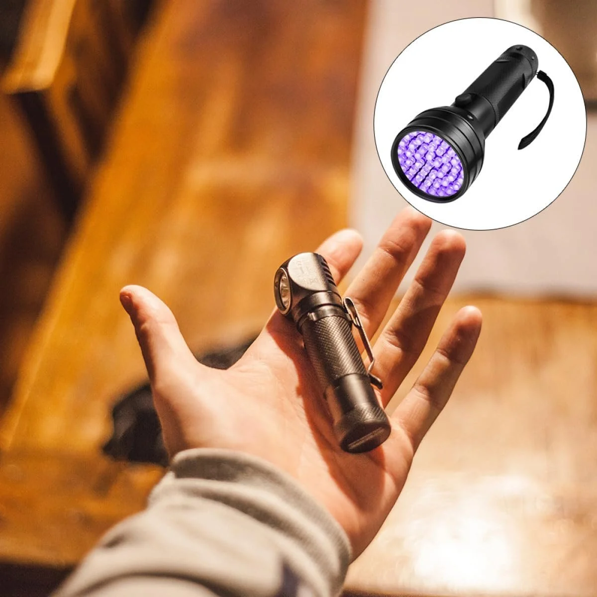 Ультрафіолетовий ліхтарик LED Алюмінієвий сплав Портативний з ремінцем для виявлення флуоресценції та сечі домашніх тварин, фото №5