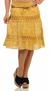 Юбка-клеш Malito Женская с цветочным вязаным узором Мини - Фото 1