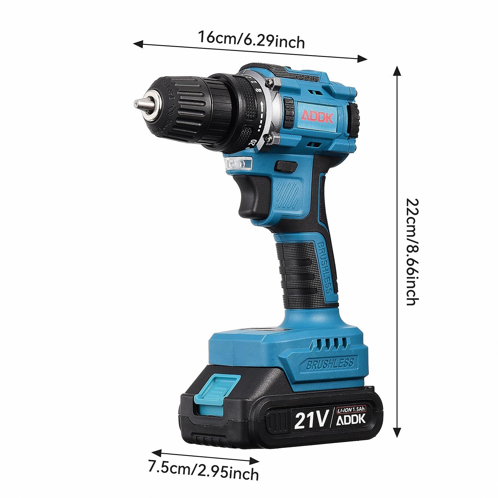 Шуруповерт belupai 21V 2 батареї 1500mAh 25+1 крутний момент 45Nm Максимальний свердло Світлодіод для дому саду DIY проектів (Безщітковий двигун), фото №2 Шуруповерт belupai 21V 2 батареї 1500mAh 25+1 крутний момент 45Nm Максимальний свердло Світлодіод для дому саду DIY проектів (Безщітковий двигун), фото №2