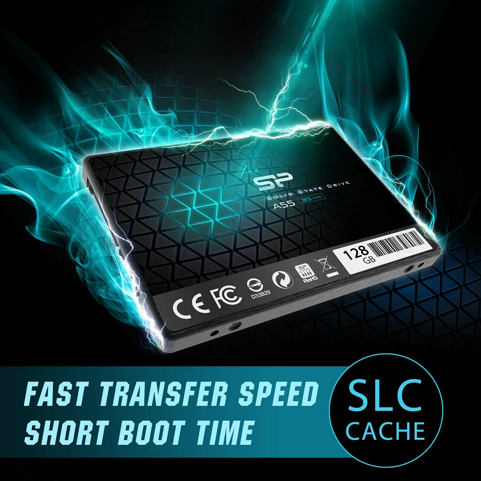 SSD-накопитель Silicon Power A55 128GB 3D NAND SATA III 2.5" 7mm, фото №3