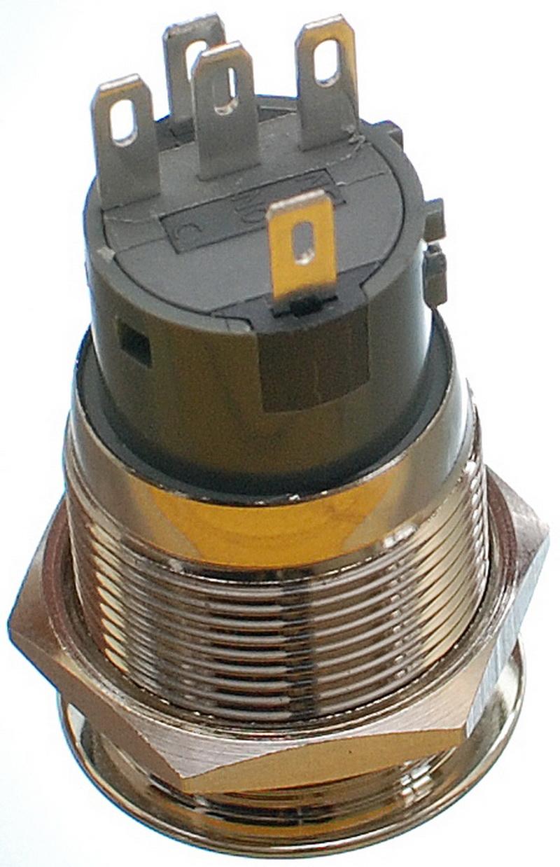 Кнопка антивандальна VJ Parts d22mm стрижка 19mm h32mm 5 контактів індикація, фото №2
