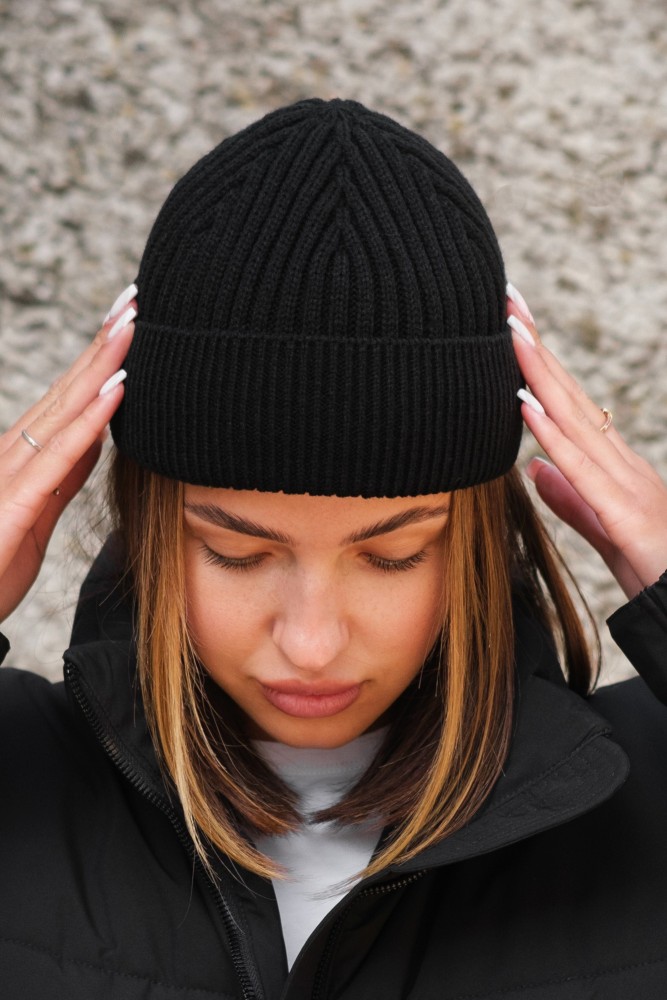 Утеплена трикотажна шапка біні докер на флісі Without Gvido black, фото №7