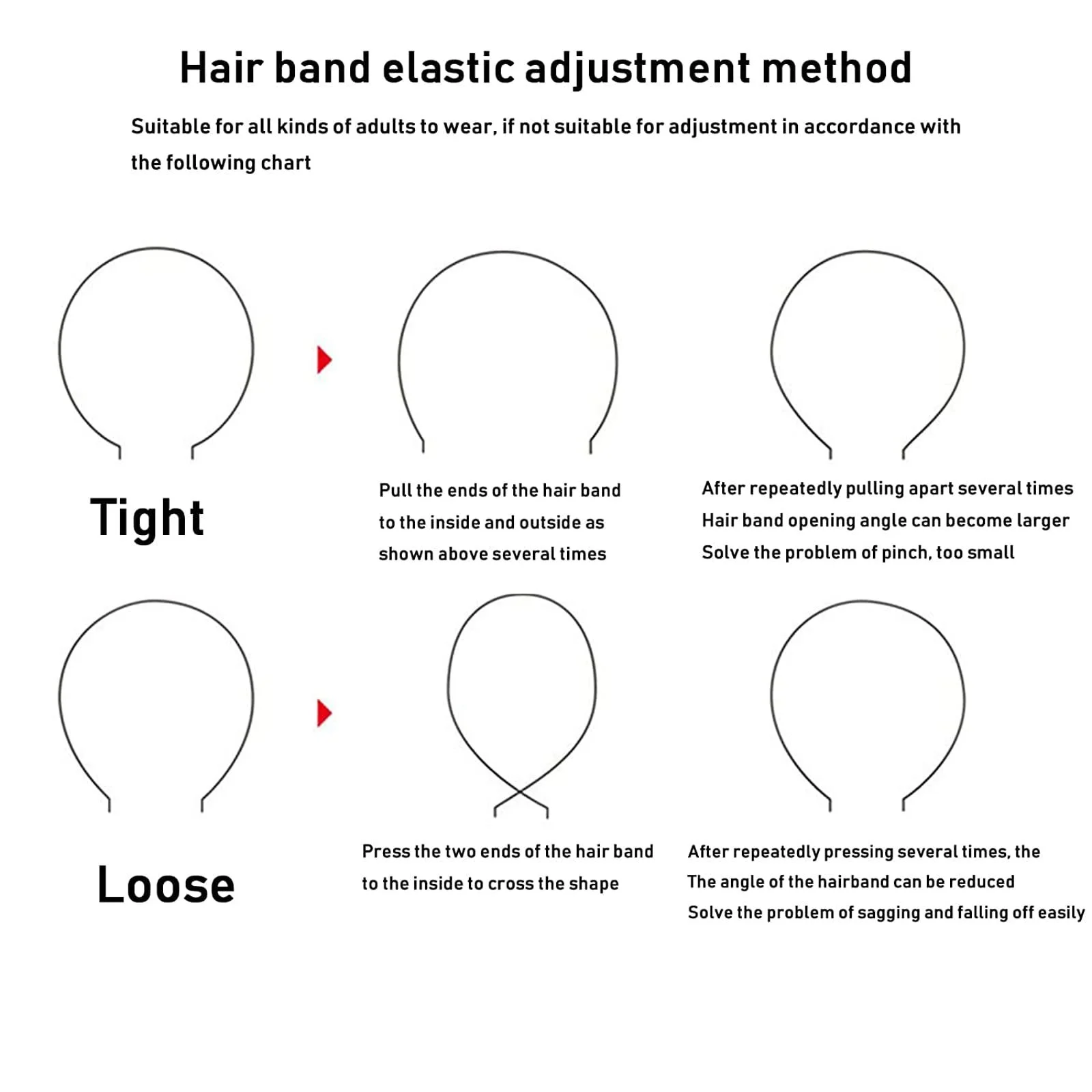 Унісекс Металева Обруч на Голову Хвиляста Чорний, фото №2