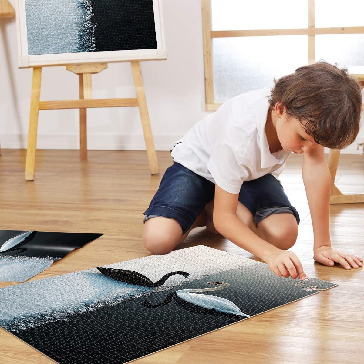 Пазл Черные и белые лебеди 1000 элементов деревянный 75 x 50 см, фото №4 Пазл Черные и белые лебеди 1000 элементов деревянный 75 x 50 см, фото №4