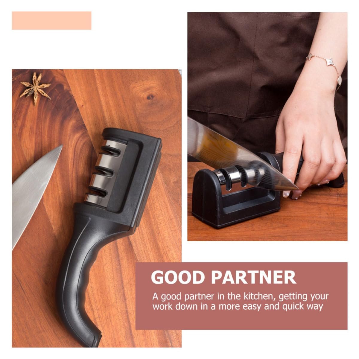 Ручна Точилка для ножів Toyvian 2 штуки з алмазної сталі компактна чорна, фото №8