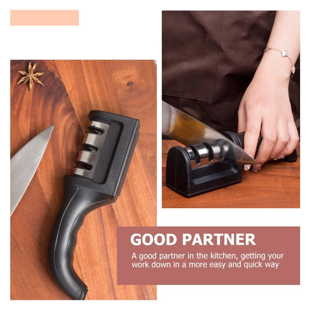 Ручная точилка для ножей Toyvian 2 штуки из алмазной стали компактная черная, фото №8