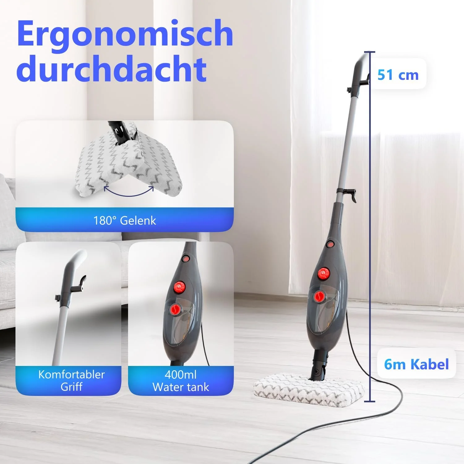 Пароочисник Steam-It Max 7 в 1 дротова електрошвабра 21 м, фото №4 Пароочисник Steam-It Max 7 в 1 дротова електрошвабра 21 м, фото №4