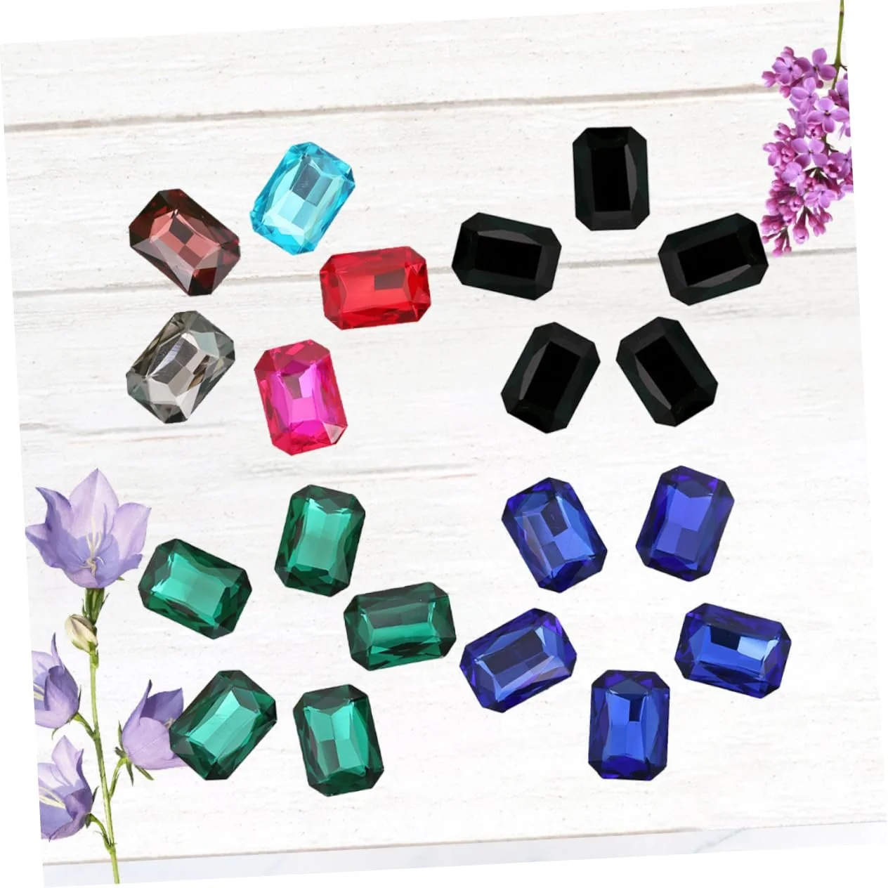 Набір прикрас WOONEKY 50 шт. Восьмикутні скляні стрази Різнокольорові, фото №5