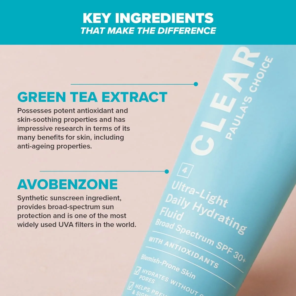 Флюїд для обличчя Paula's Choice Clear Daily Hydrating SPF 30 Зволожувальний Для проблемної шкіри 60 мл, фото №5