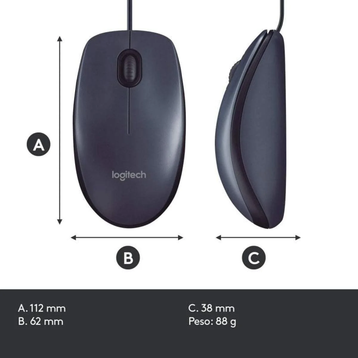 Миша Logitech B100 USB чорна, фото №4