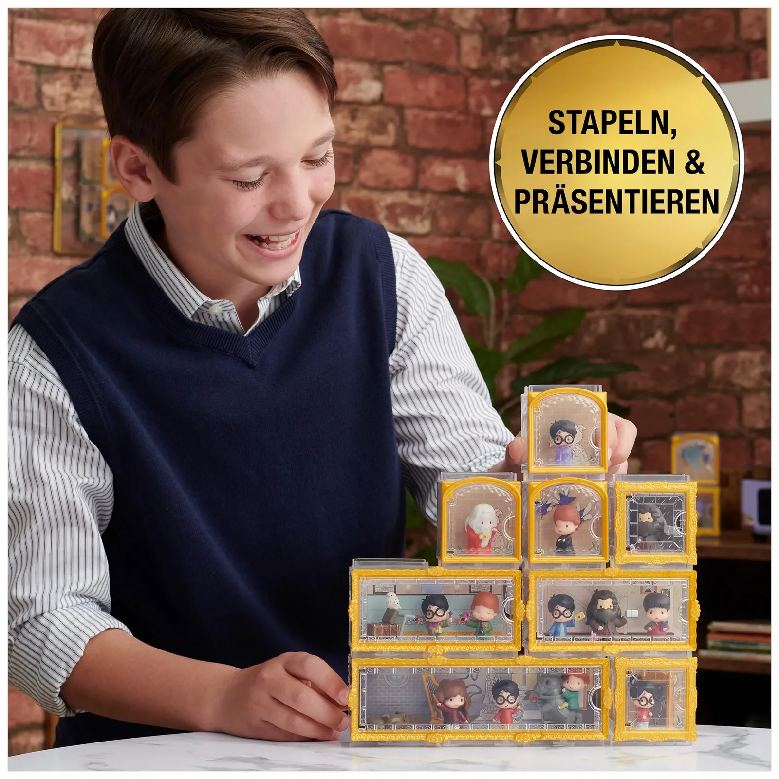 Подарунковий набір колекційних фігурок Wizarding World Harry Potter Micro Magical Moments Harry Potter, Ron Weasley, Hermione Granger, Fluffy Dog With Display Box, фото №4