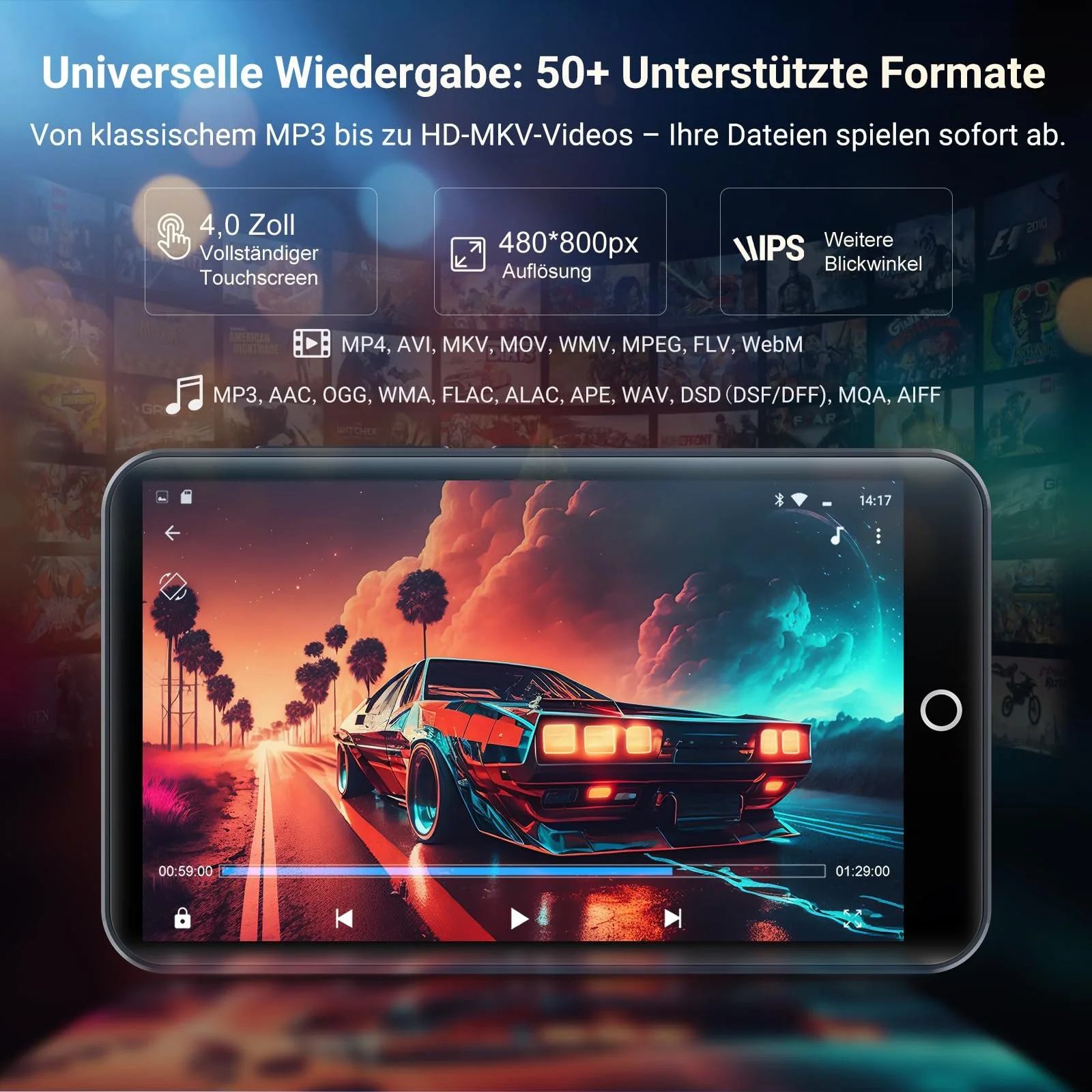 MP3-плеер Brand Series Model 160GB с WiFi Bluetooth, 4.0-дюймовым сенсорным экраном, Android 13, совместимый с Audible, FM-радио, Amazon Music, Deezer, Pandora, Play Store, фото №6
