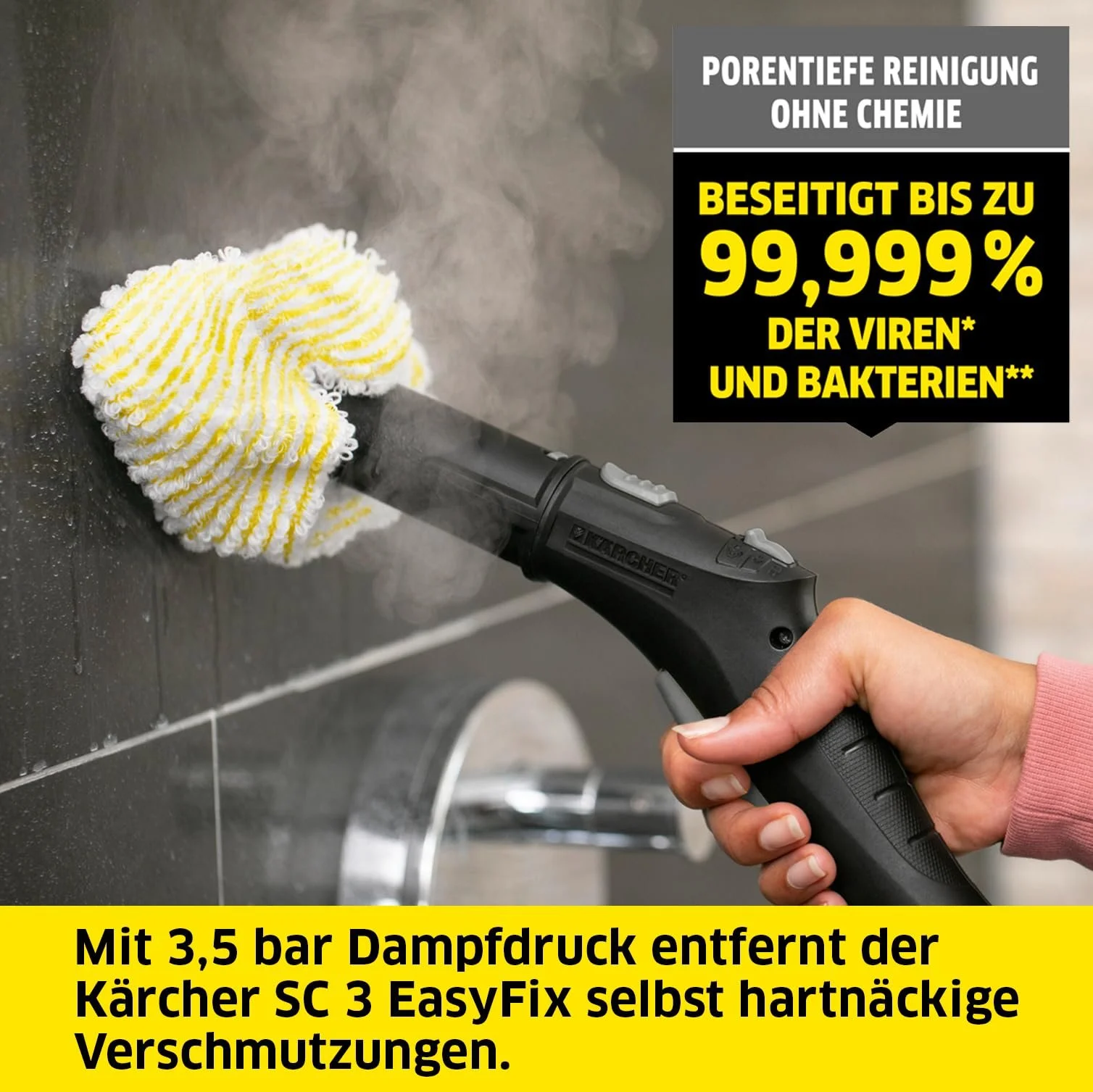 Пароочисник Krcher SC 3 EasyFix, тиск пари: макс. 3.5 бар, час нагріву: 30 с, потужність: 1,900 Вт, фото №2