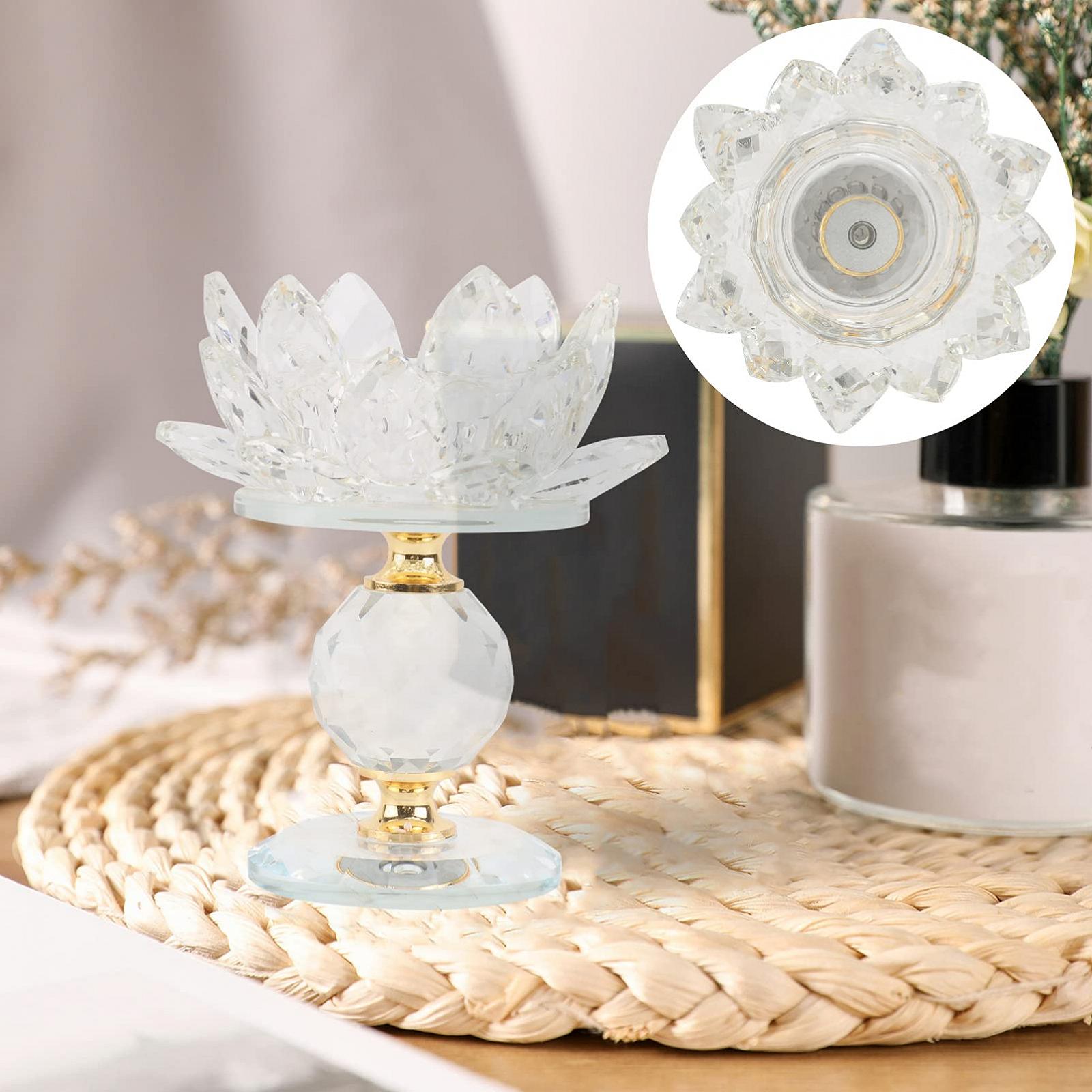 Тримач для свічок VOSAREA Crystal Lotus Buddhist Lotus Candlestick Flower Candle Tansparency, фото №3 Тримач для свічок VOSAREA Crystal Lotus Buddhist Lotus Candlestick Flower Candle Tansparency, фото №3
