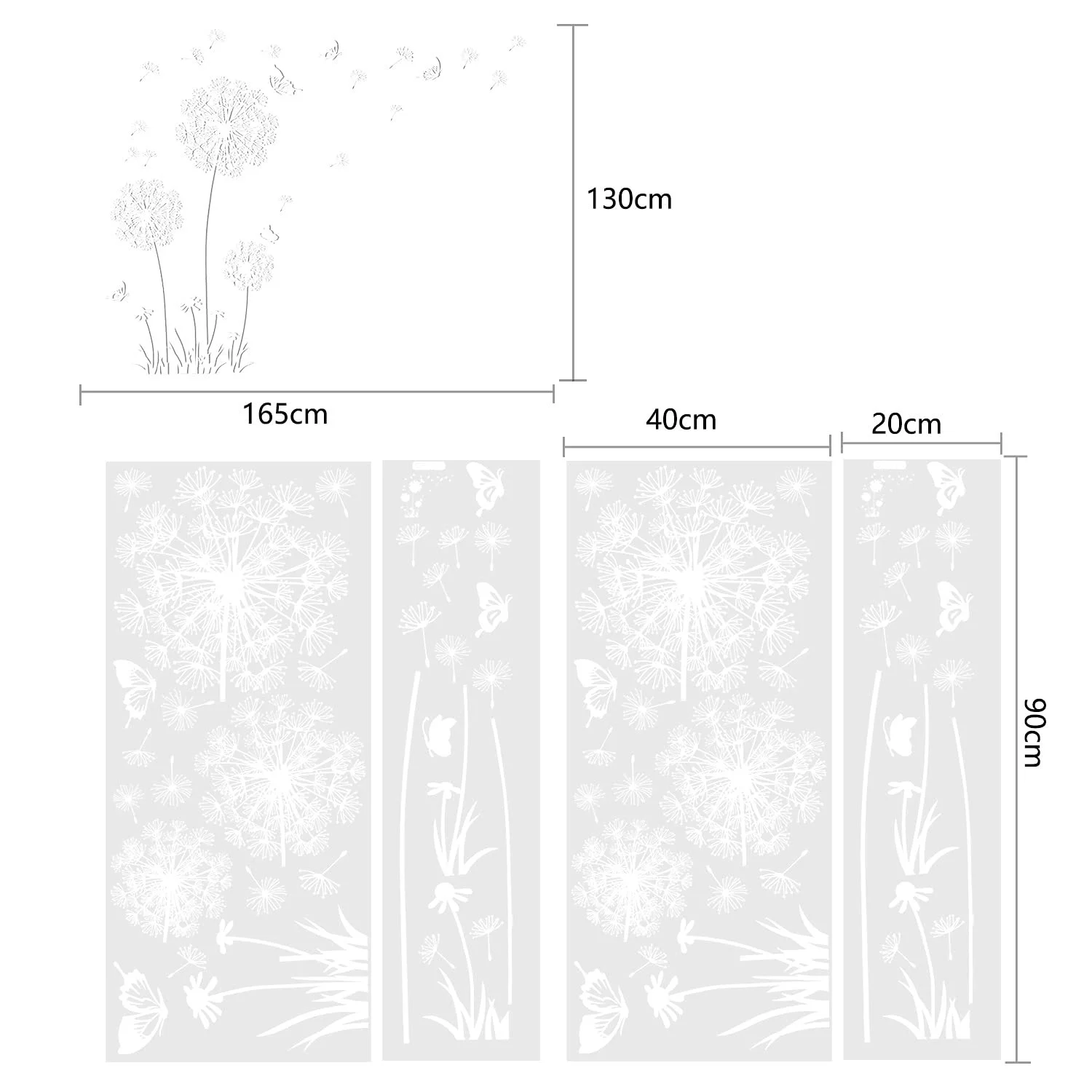 Наклейки на стіни Dandelions XXL 165 x 130 см 2 шт білі, фото №3