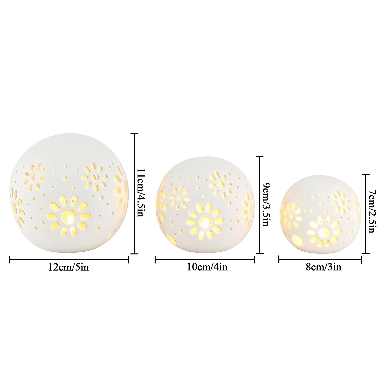 Настільні лампи JHY DESIGN набір з 3 шт керамічні висота 10 см на батарейках квітковий візерунок бездротові Egg, фото №2