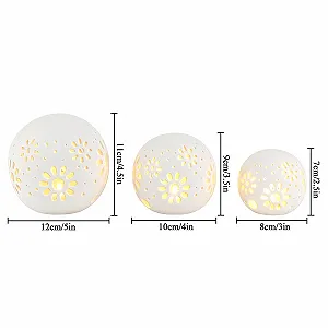 Настільні лампи JHY DESIGN набір з 3 шт керамічні висота 10 см на батарейках квітковий візерунок бездротові Egg synthetic.ua - Фото 1