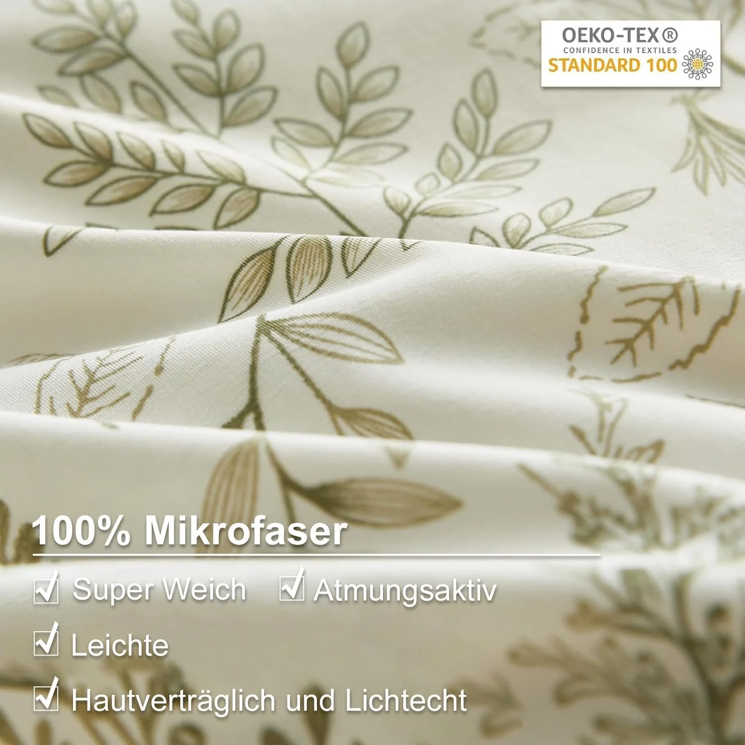 Комплект постельного белья Lanqinglv, 220 x 240 см, Зеленые листья, Цветочный узор, Растения, Двусторонний, Разноцветный, фото №5