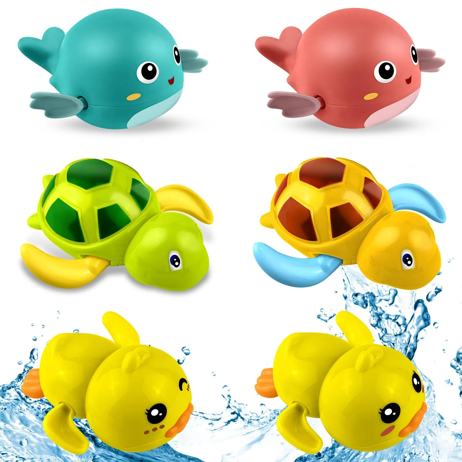 Набір іграшок для ванни з заводним механізмом, сіткою та 2 самоклеючими гачками, фото №1
