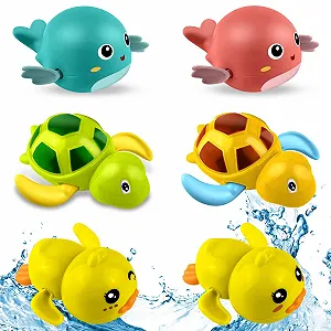 Набор игрушек для ванны с заводным механизмом, сеткой и 2 самоклеящимися крючками. - Фото 1