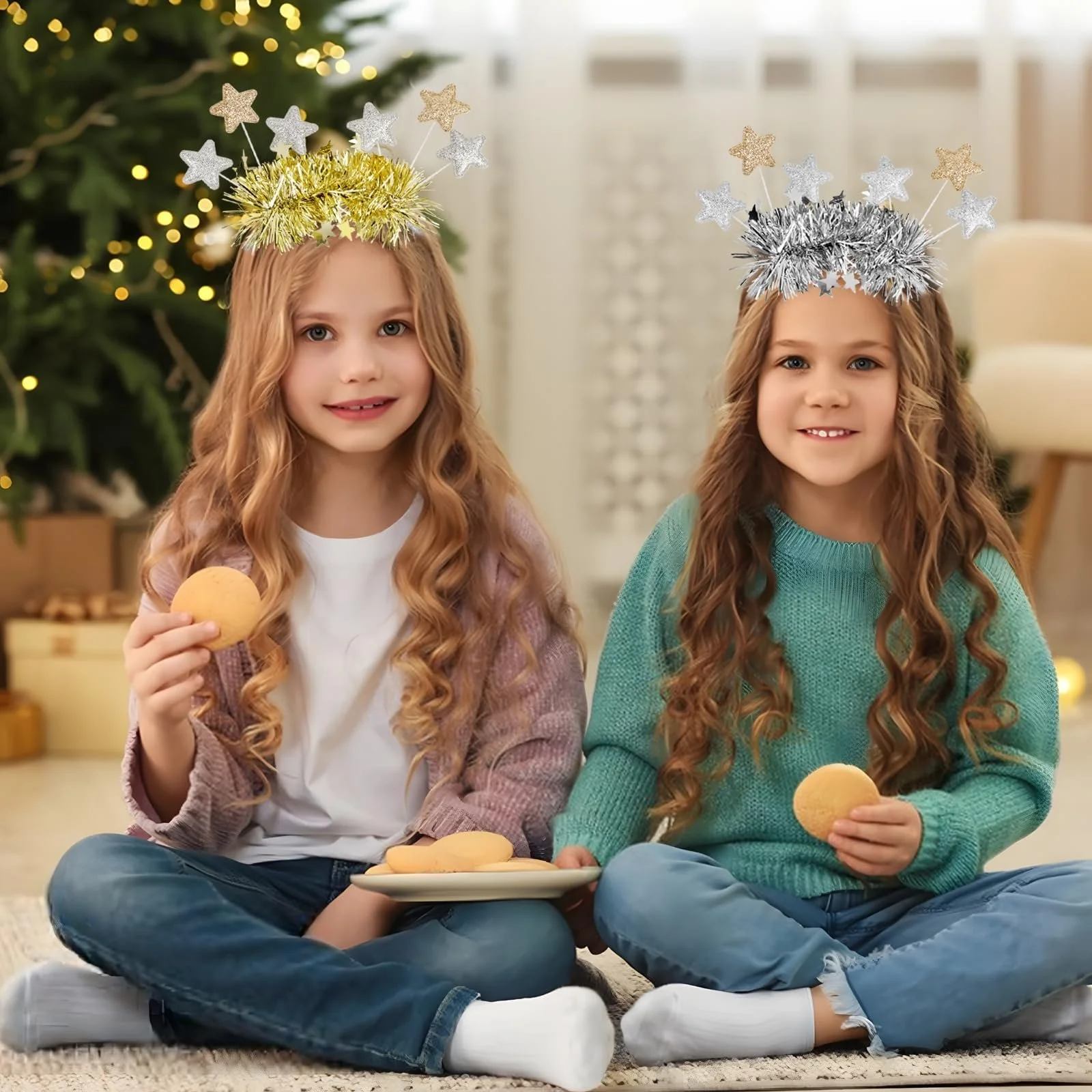 Обруч Рождественские звезды с блестками, 2 шт., фото №6