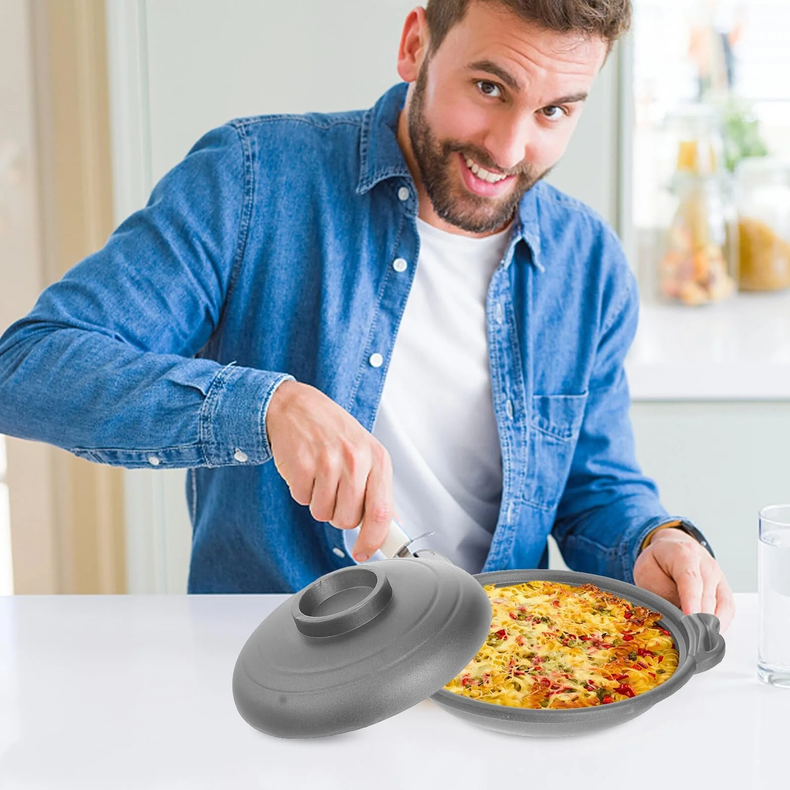 Каструля для тушкування BESPORTBLE Керамічна 18 см Антипригарна з кришкою, фото №3