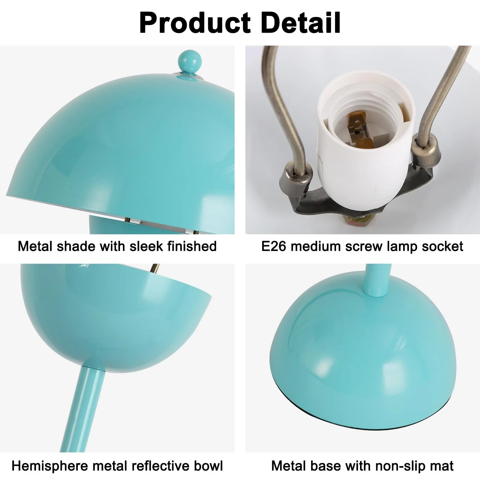 Настільна лампа Alpinaluz Vintage Сталева E27 Turquoise Blue, фото №4