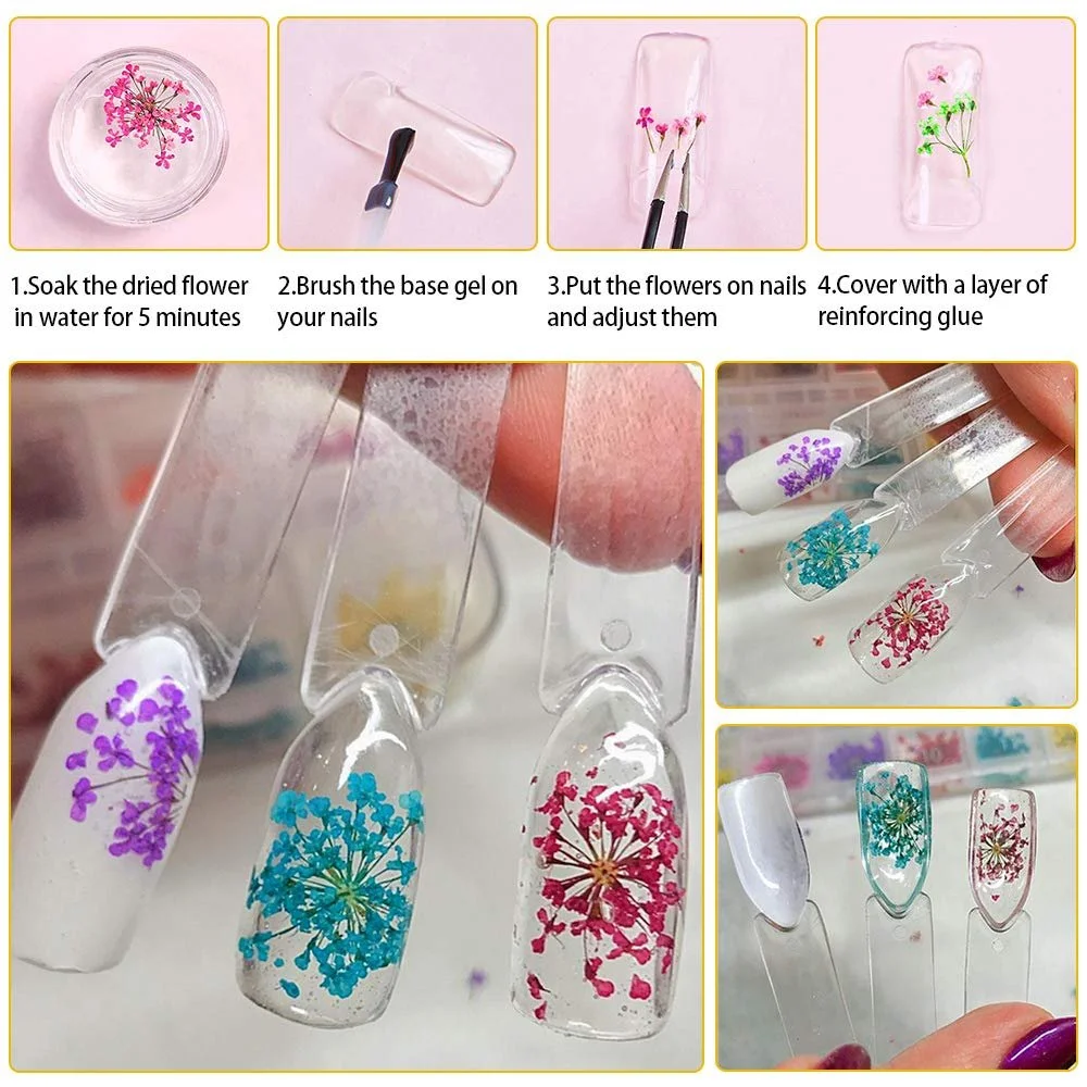 Набір для декору нігтів Dried Flowers 2 Boxes 36 Pieces 3D Resin з вигнутим пінцетом, фото №6 Набір для декору нігтів Dried Flowers 2 Boxes 36 Pieces 3D Resin з вигнутим пінцетом, фото №6