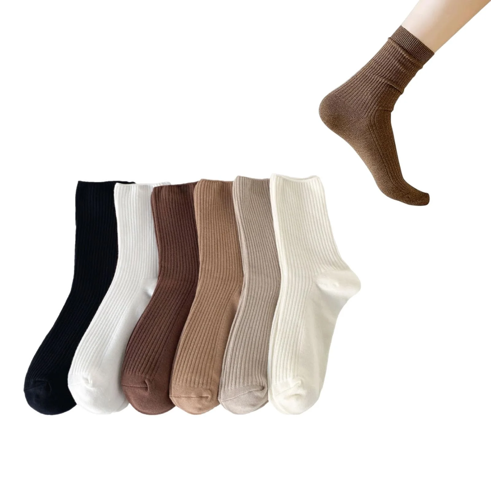 Женские носки (6 пар) для повседневной носки, спортивные, дышащие, белые, фото №1 Женские носки (6 пар) для повседневной носки, спортивные, дышащие, белые, фото №1