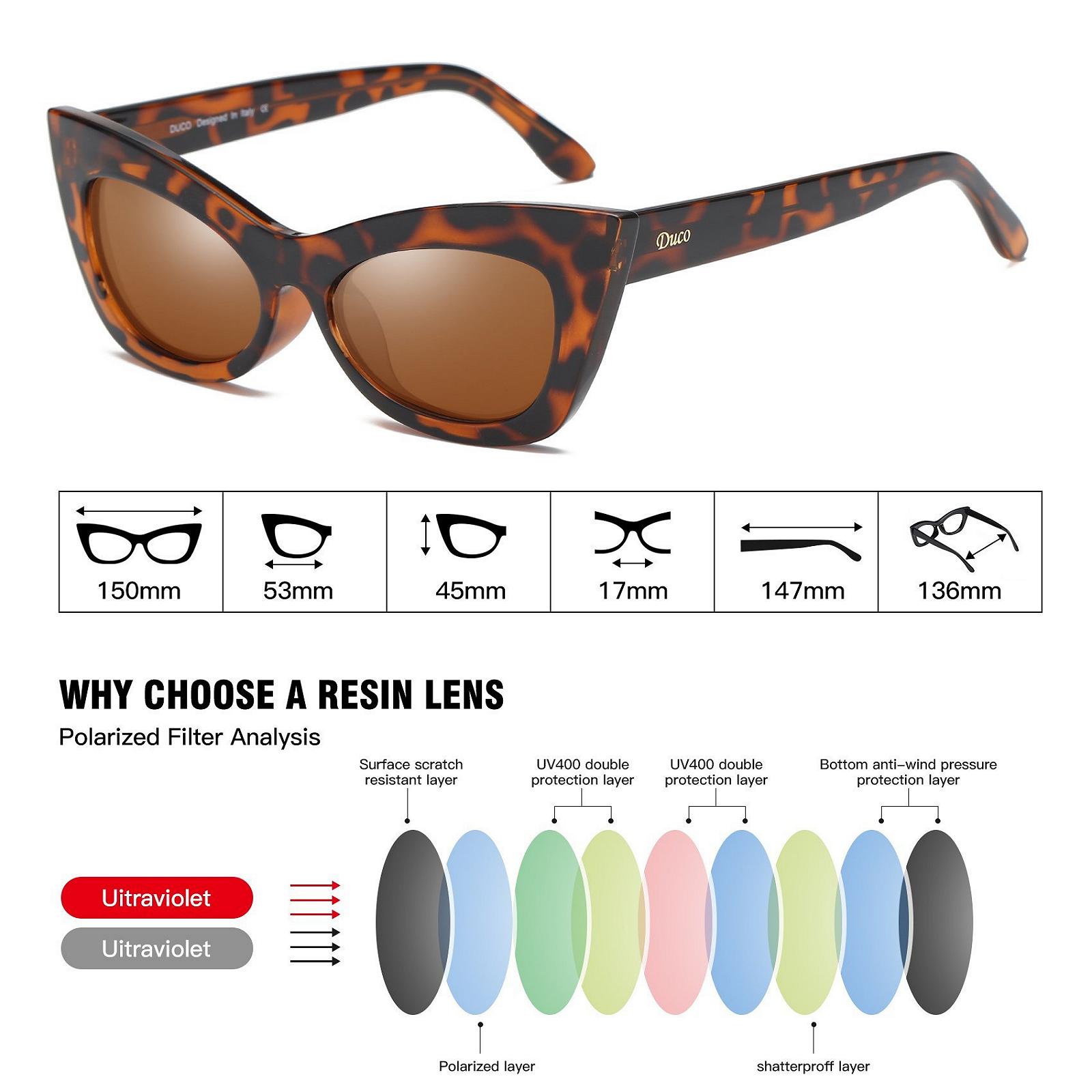 Сонцезахисні окуляри Котяче око DUCO Модні Жіночі UV Protection Поляризовані Ретро, фото №5