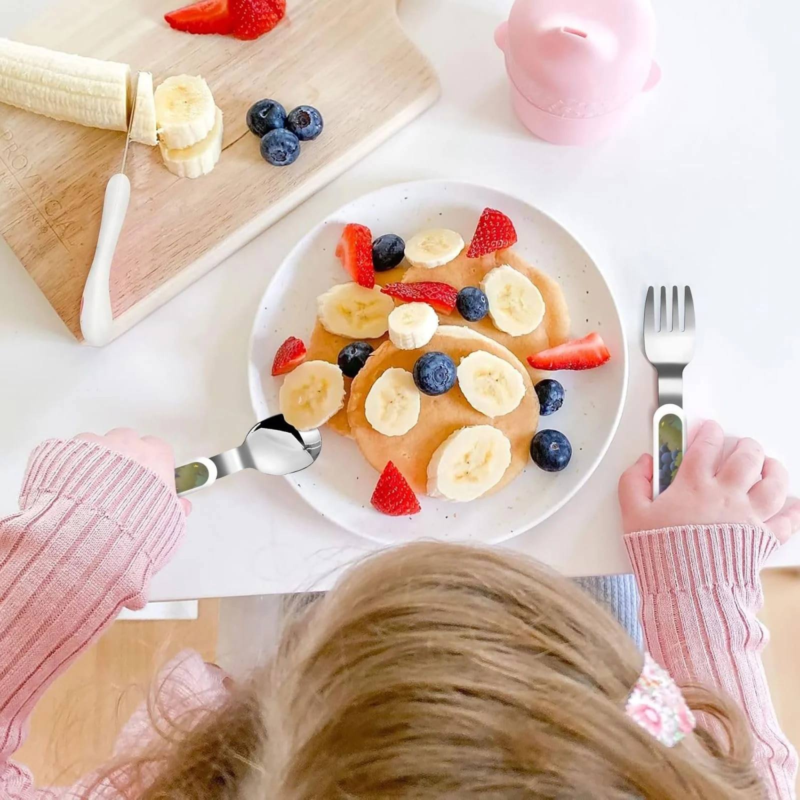Набір дитячих столових приборів з принтом Desert Grapes, три предмети, багаторазовий, фото №5 Набір дитячих столових приборів з принтом Desert Grapes, три предмети, багаторазовий, фото №5