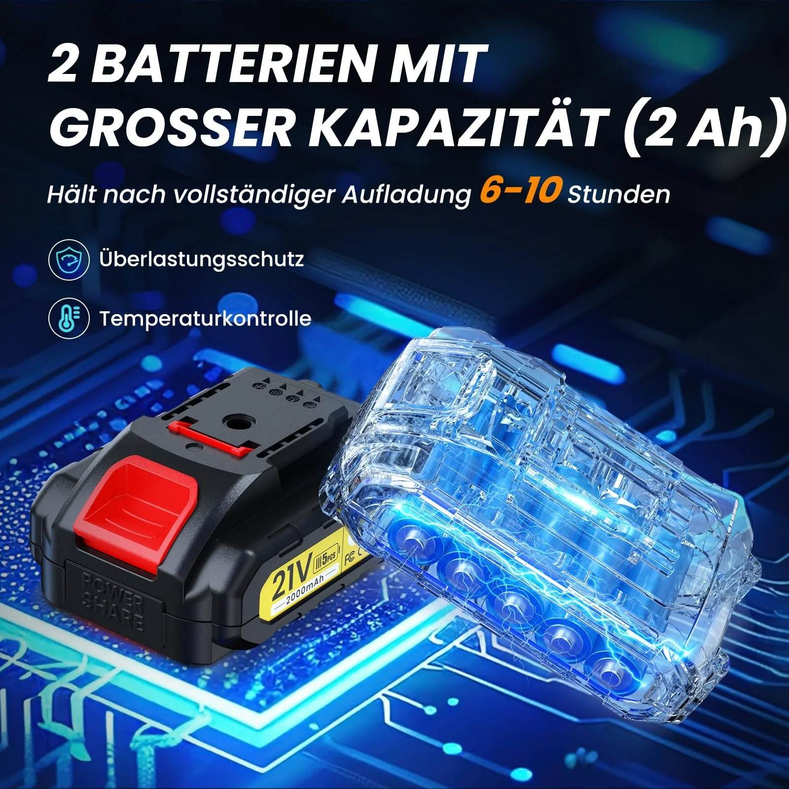 Садові ножиці акумуляторні електричні, 800 Вт, 33 мм, з 2 акумуляторами 21 В 2000 мА·год, фото №4