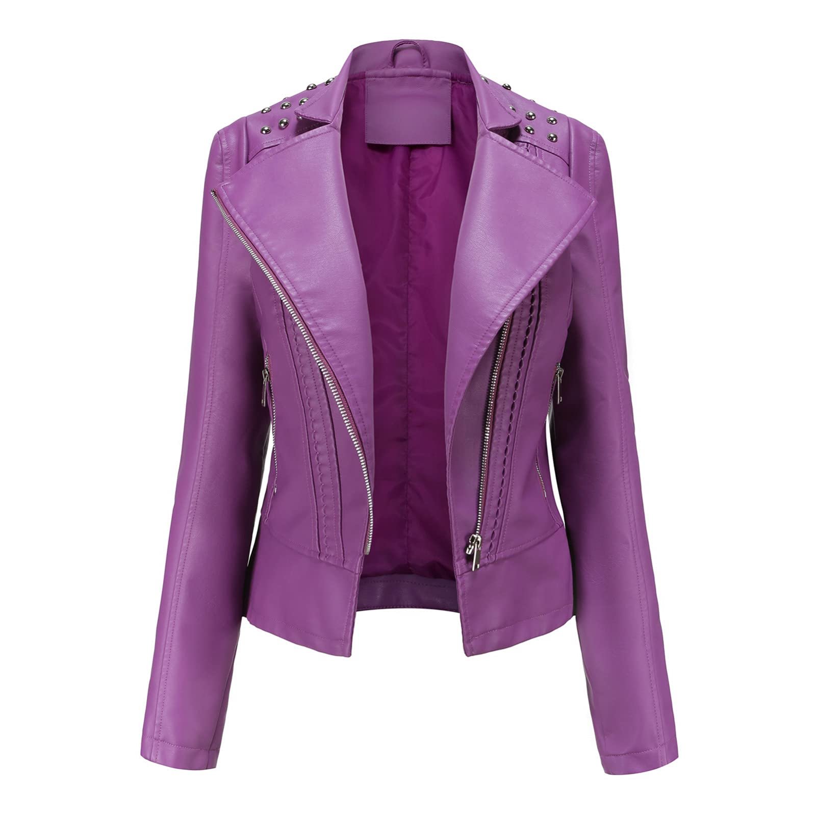 Женская Куртка Générique Искусственная Кожа Мотоциклетная Короткая Легкая Pleather Crop Coats Fashion Zip Casual Черный, фото №1