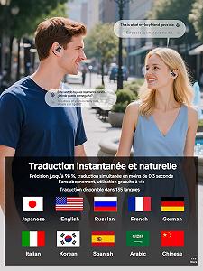 Наушники-переводчики AI 3-в-1 134 языка с приложением, 60 часов Bluetooth 5.4, 5 режимов перевода, реального времени для обучения, путешествий synthetic.ua - Фото 1