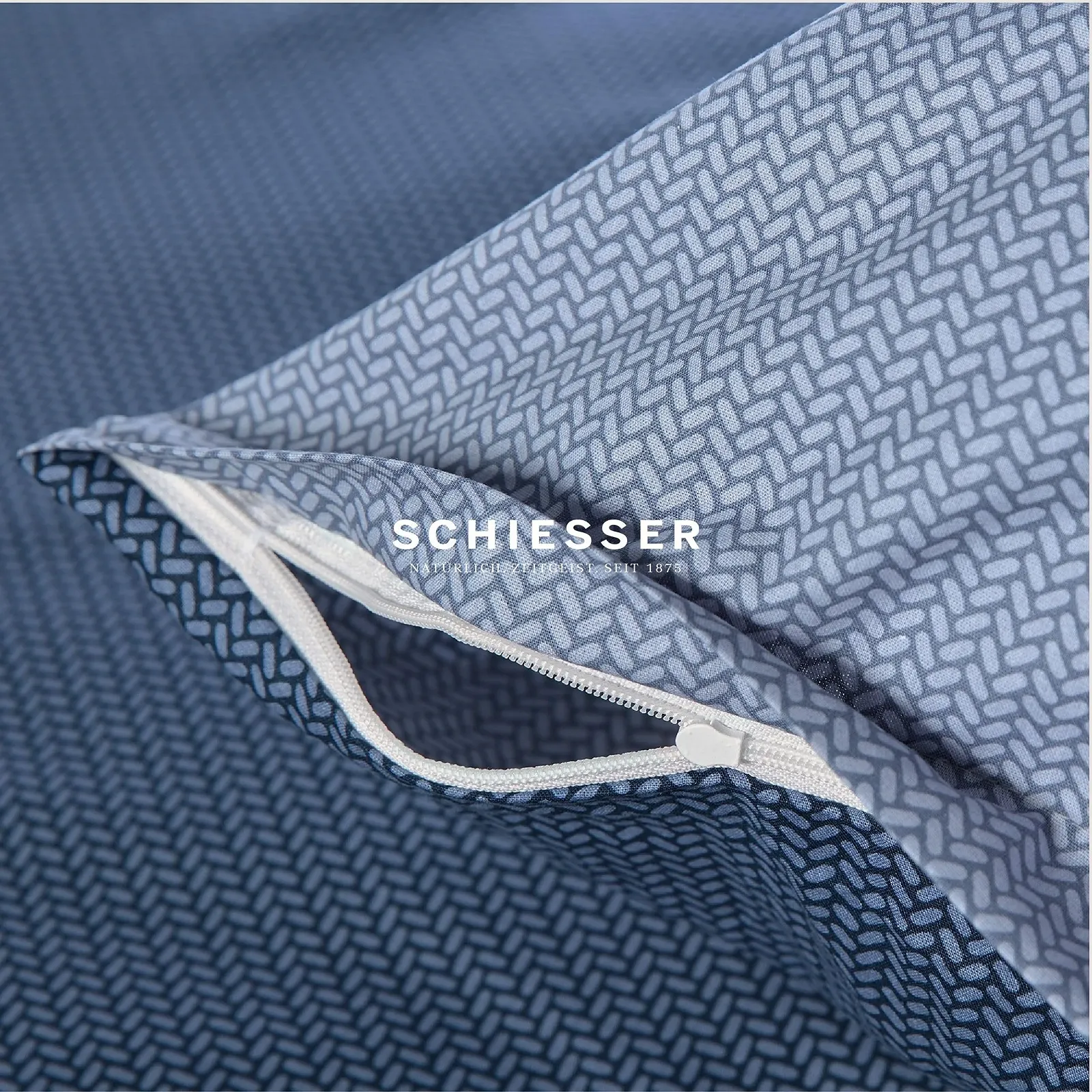 Комплект постільної білизни Schiesser Silva 2 предмети Renforcé 100% бавовна 135 x 200 см 80 x 80 см синій, фото №4