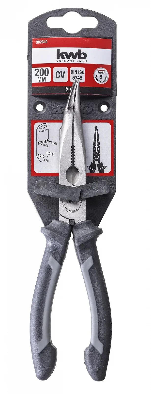 Плоскогубцы KWB удлиненные 200 мм изогнутые режущие кромки закаленные, хром-ванадиевая сталь, фото №2 Плоскогубцы KWB удлиненные 200 мм изогнутые режущие кромки закаленные, хром-ванадиевая сталь, фото №2