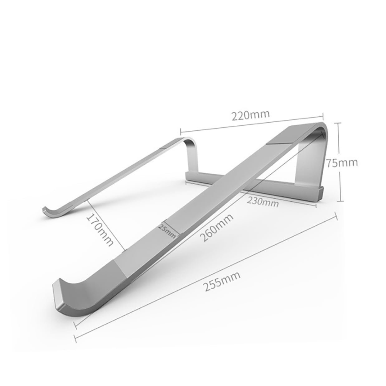 Портативная Подставка для ноутбука алюминиевая Эргономичная Поднятая Компьютерная Подставка с функцией охлаждения Вентилируемая База для ноутбука Совместима с ноутбуками и планшетами Серебристая, фото №9