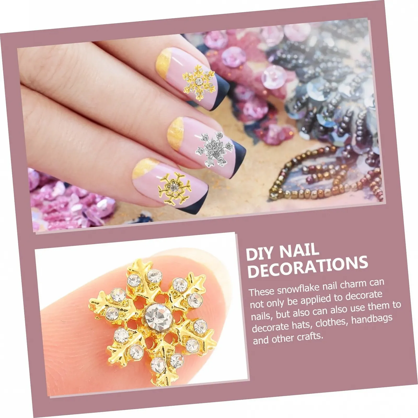 Украшение для ногтей Снежинка FRCOLOR 3D, 160 шт, Белый Бриллиантовый Сплав, фото №8