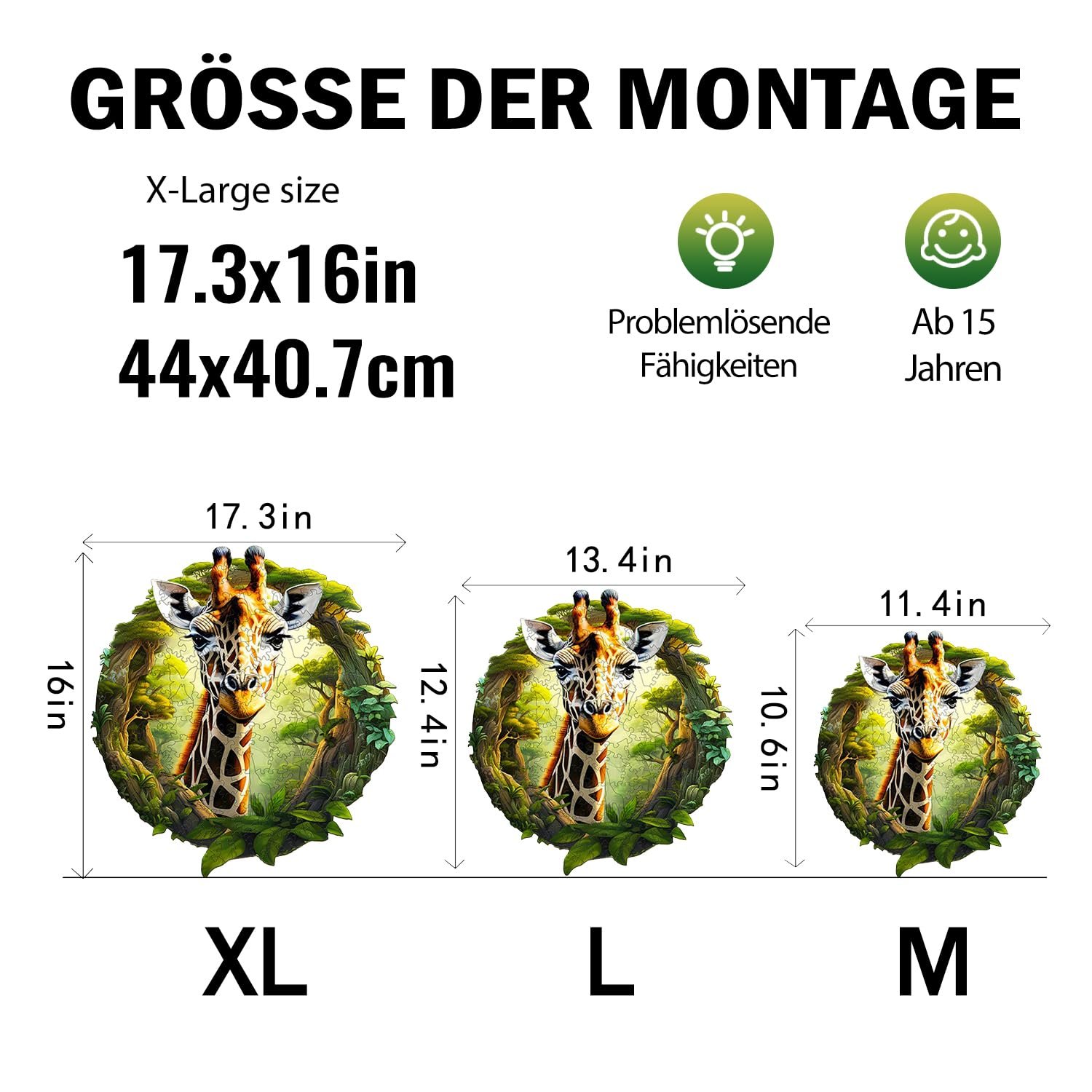 Деревянный пазл Jigfoxy Жираф L 34 x 31,4 см 260 элементов, фото №4