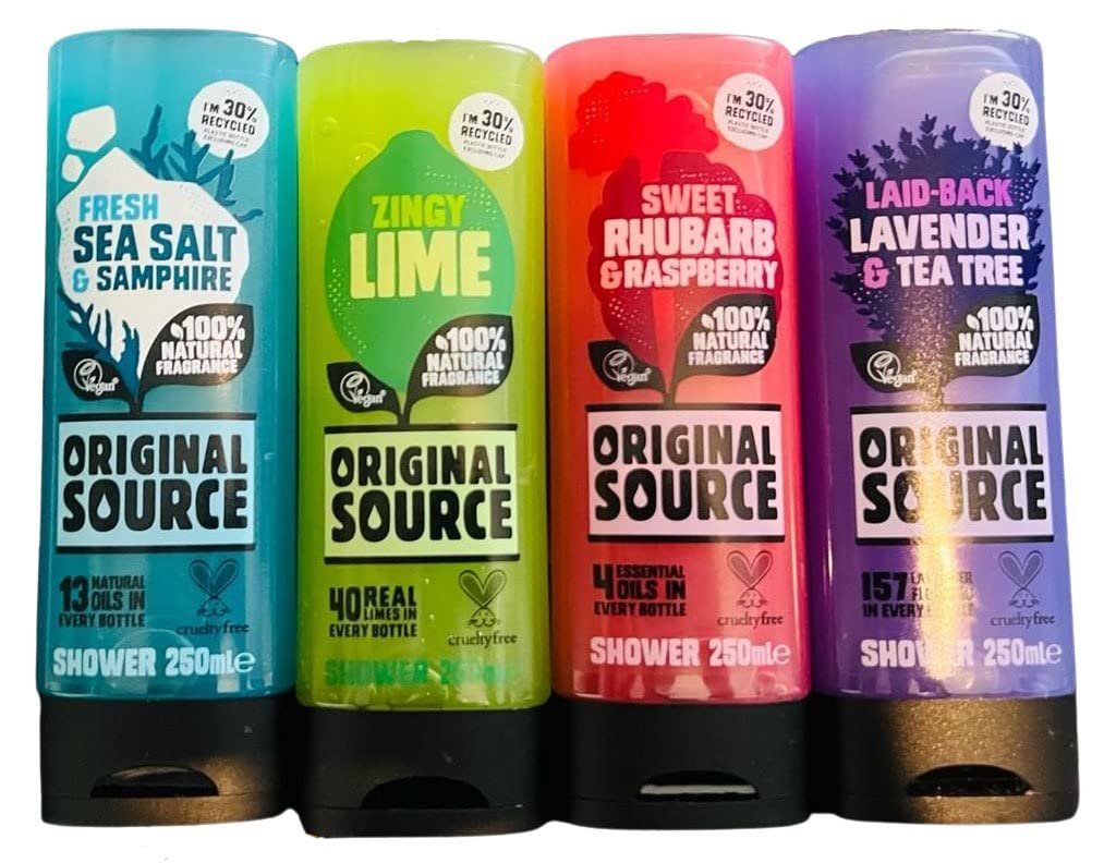 Набор гелей для душа Original Source Fresh Sea Salt, Zingy Lime, Sweet Rhubarb & Raspberry, Lavender & Tea Tree 4 x 250 мл, фото №1