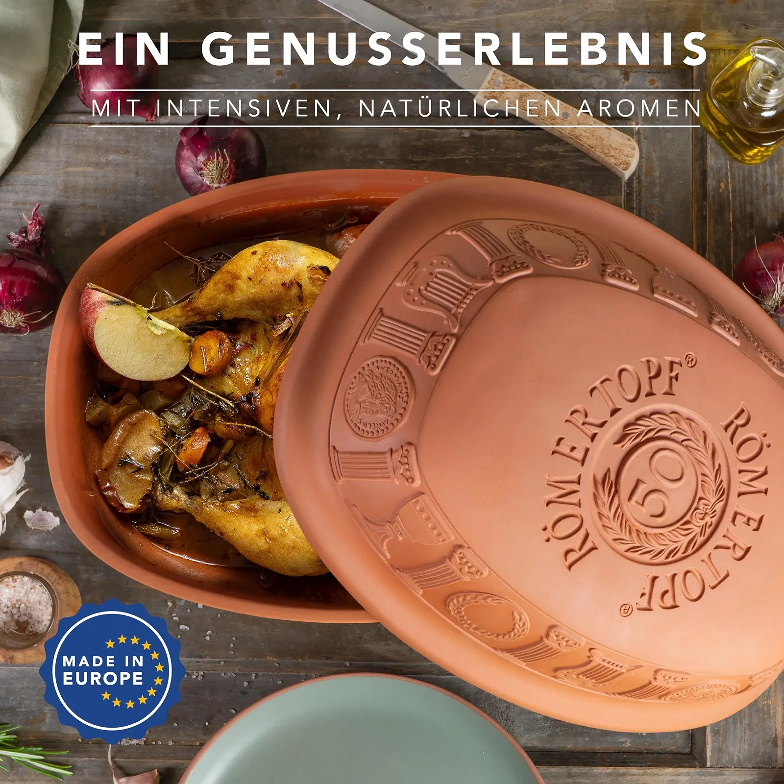 Жаровня Römertopf 50 years anniversary edition 5 л из натуральной глины, фото №4