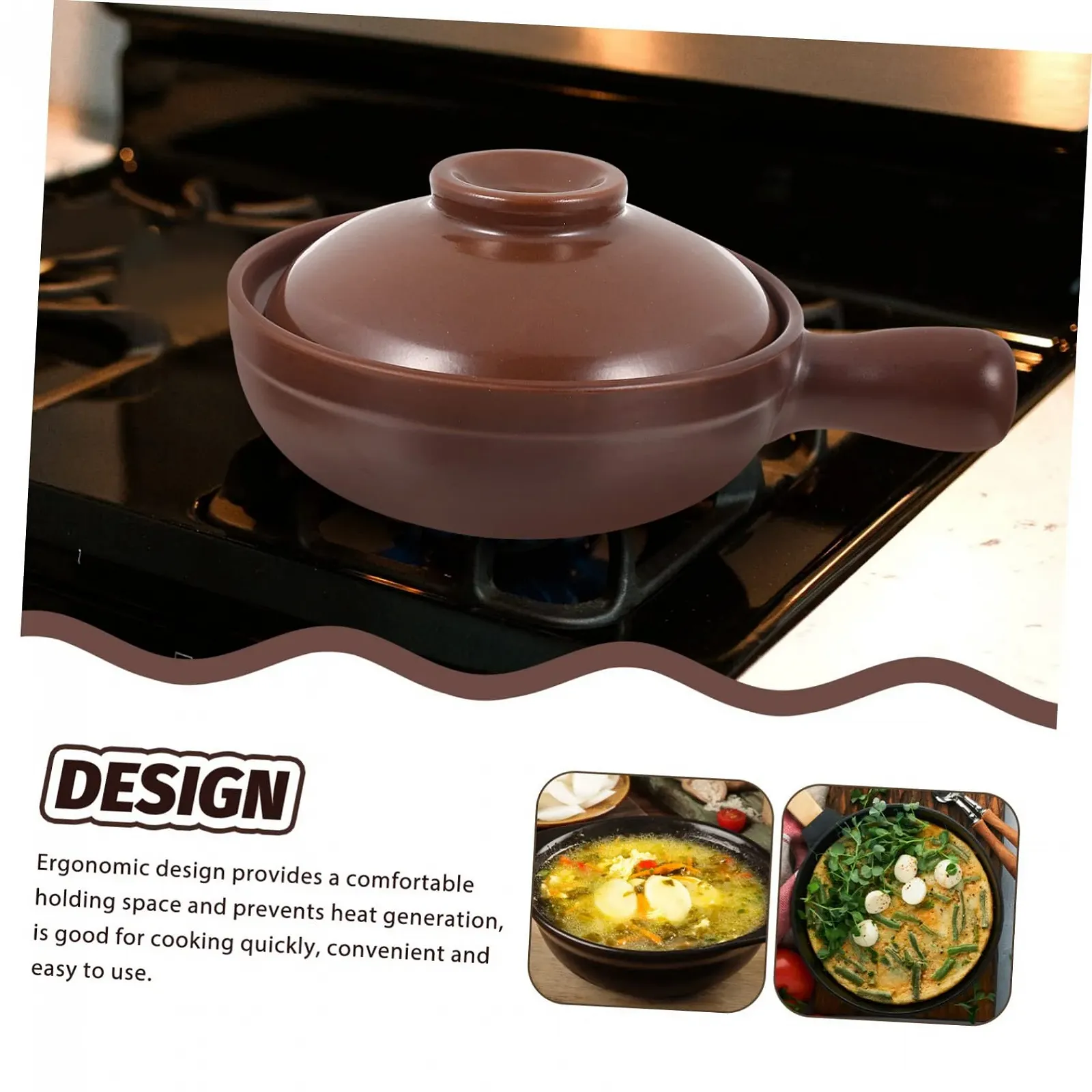 Керамическая кастрюля Термостойкая Кислото- и щелочестойкая Глазурованная нескользящая ручка, фото №8