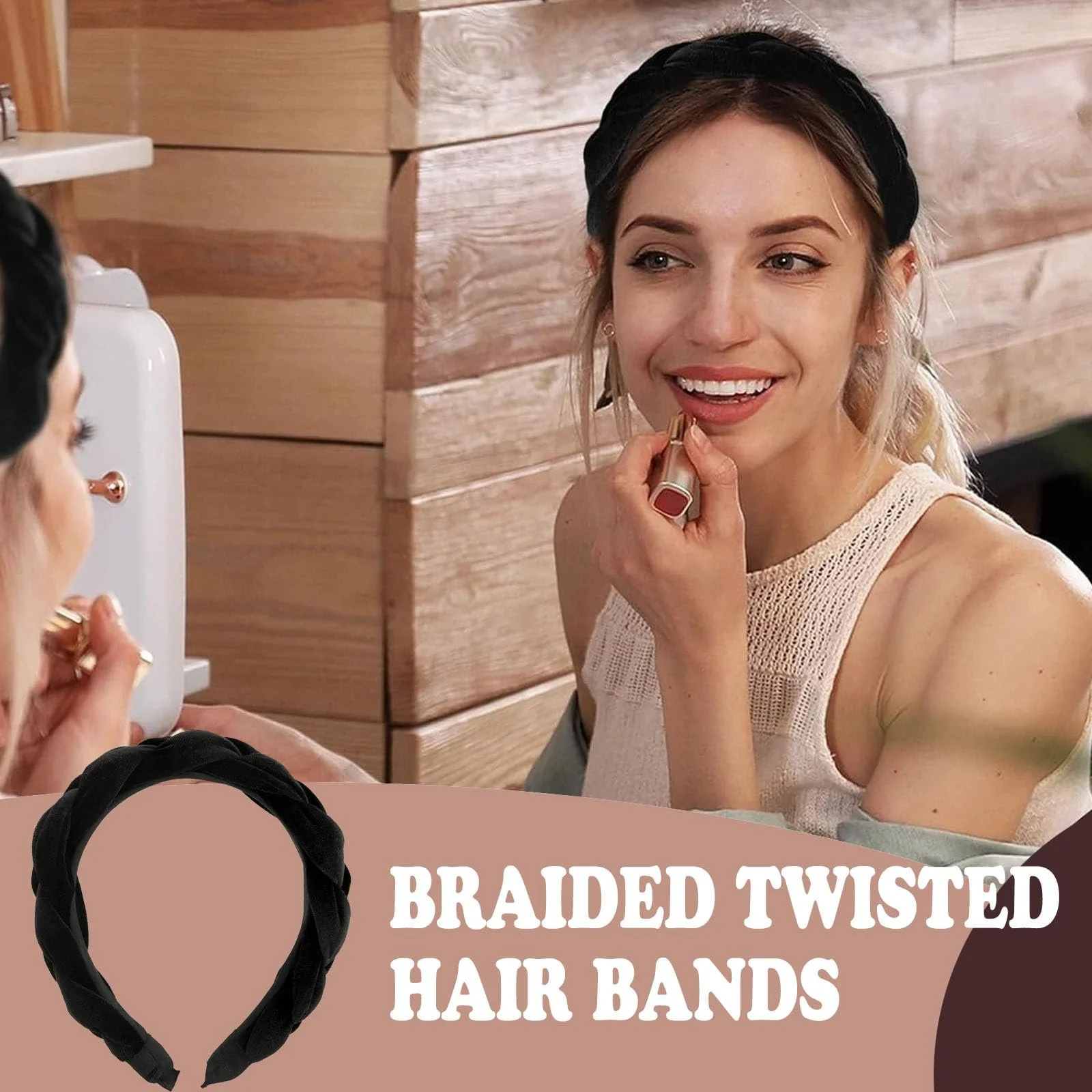 Обруч для волосся жіночий Чорний Оксамитовий, фото №7