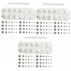 Стрази для нігтів minkissy 3 набори Камені для манікюру Білий - Фото 1