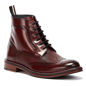 Ботинки Ben Sherman Alfred Brogue Мужские Красная Кожа synthetic.ua - Фото 1