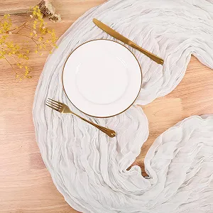 Ранер для столу Cheesecloth 35 x 120 дюймів Білий ціна на synthetic.ua - Фото 1 Ранер для столу Cheesecloth 35 x 120 дюймів Білий synthetic.ua - Фото 1